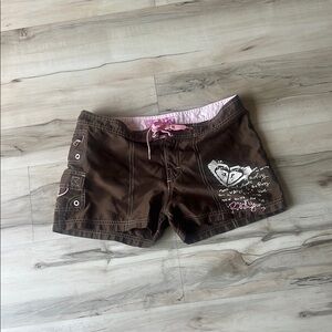 Vintage Roxy Board shorts Brown with light pink details size 5